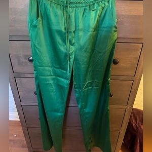Green flare pants